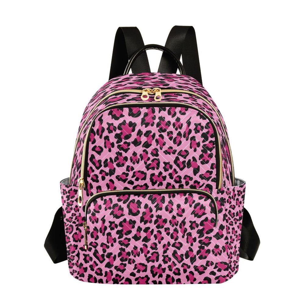 Pink Leopard Cheetah Print Mini Backpack Purse for Women Travel Bag😍